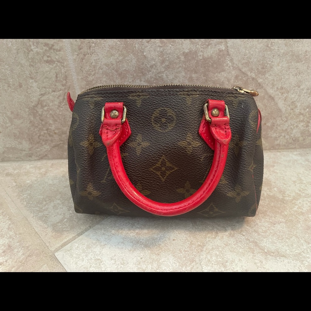 Custom Red Authentic Louis Vuitton Mini Speedy